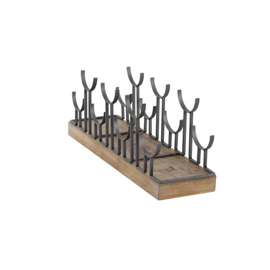 26" Brown Metal Industrial Wine Holder